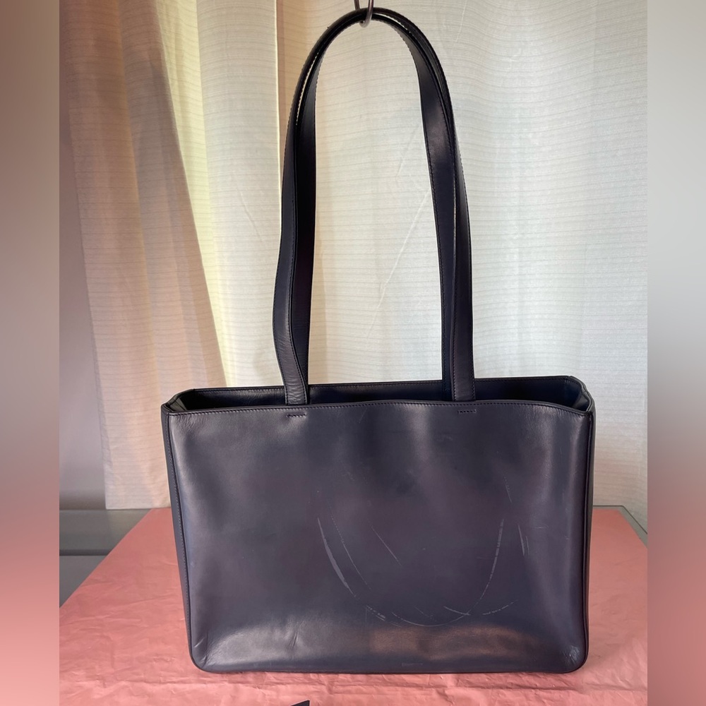 Prada Bag Leather Tote Bag Vitello Smalto 13" Made in Italy Luxury Prada - Picture 7 of 17